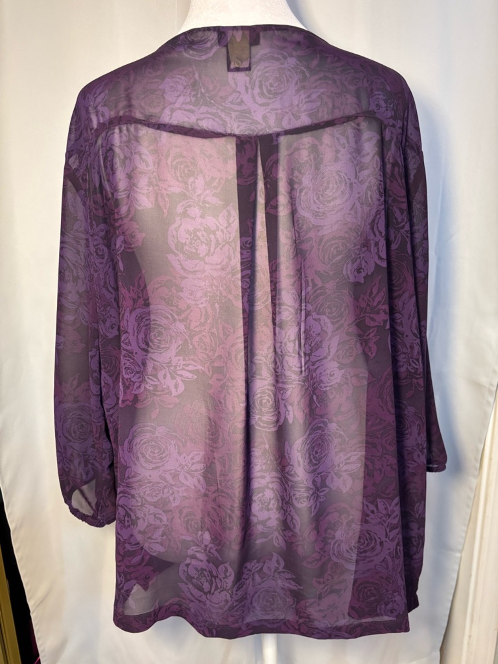 Torrid Size 3 Purple Sheer Floral Blouse | Lightweight Flowing Top - Picture 5 of 5